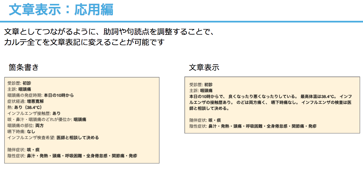カルテ文章表示:応用